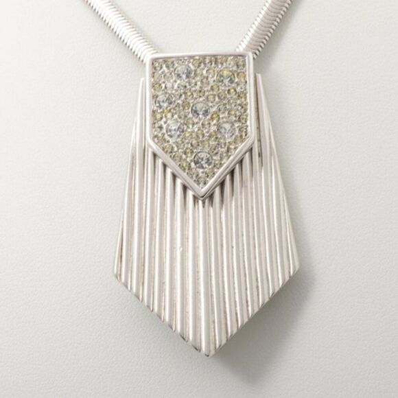 Uber Rare! Dior Vintage Silver Rhinestone Pendant Brooch Necklace ✨ - Picture 4 of 6